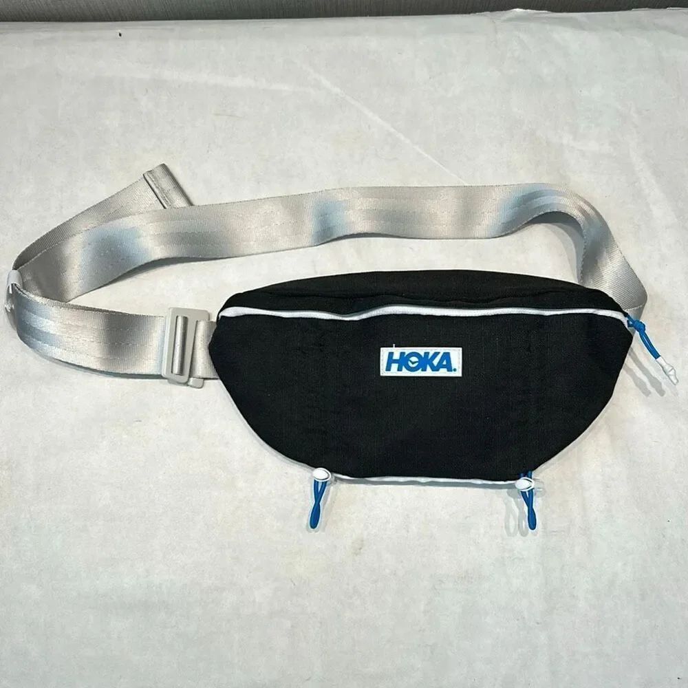 Hoka Belt Bag Black Adjustable Strap Waist Fanny Pack Crossbody Hiking Outdoor